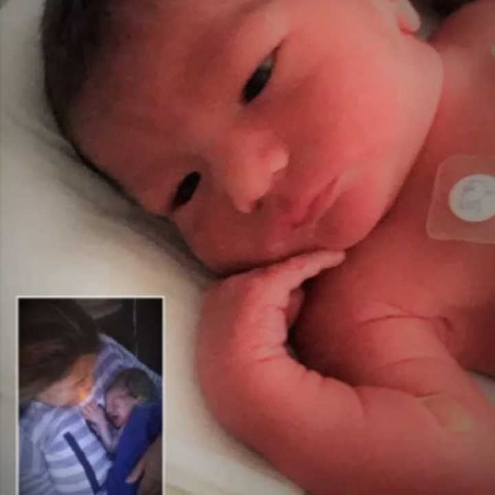 Baby Anthony was delivered on the way to the hospital.