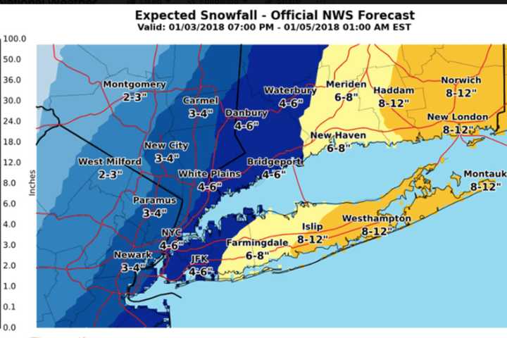 Projected Snowfall Totals Increased As Storm Arrives