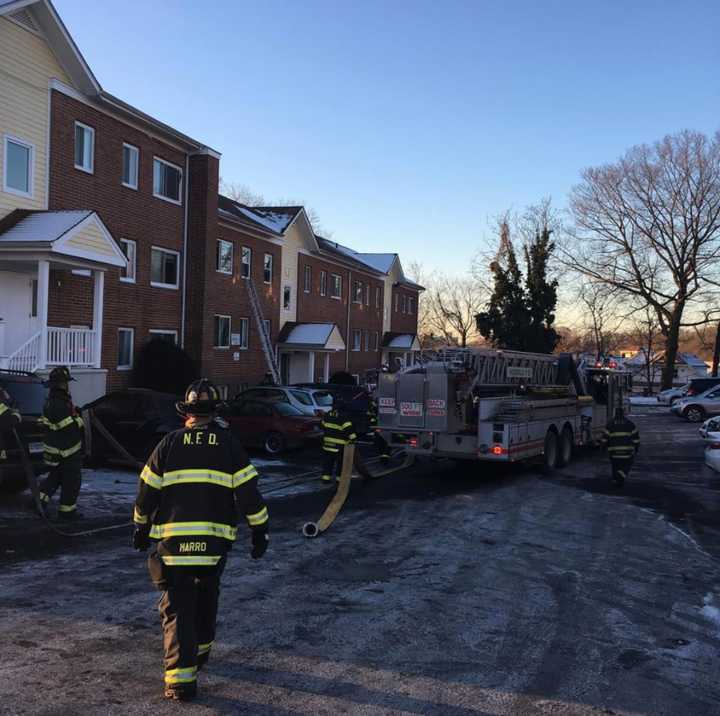 Norwalk firefighters make quick work of a fire at Carlton Court on Wednesday morning.