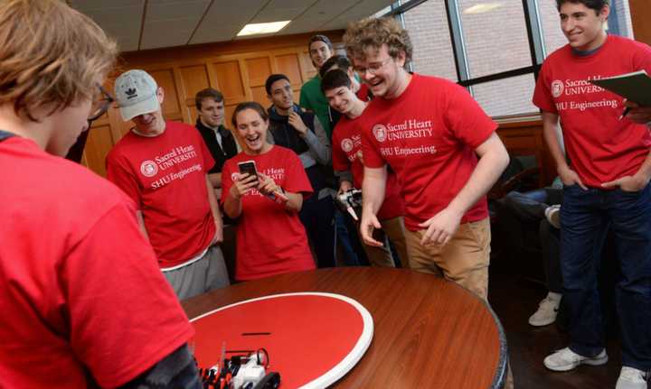 Sacred Heart Computer Engineering students participate in SHUmo Bot Challenge, one of many ways the school is putting engineering into action.