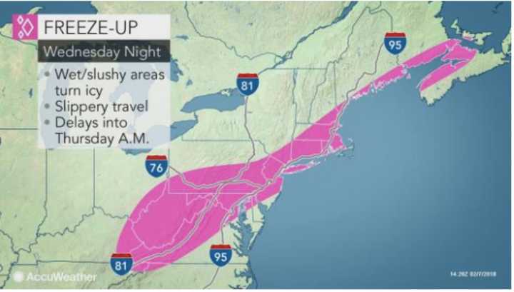 A blast of Arctic air following Wednesday&#x27;s winter storm could make for a slippery Thursday morning commute.