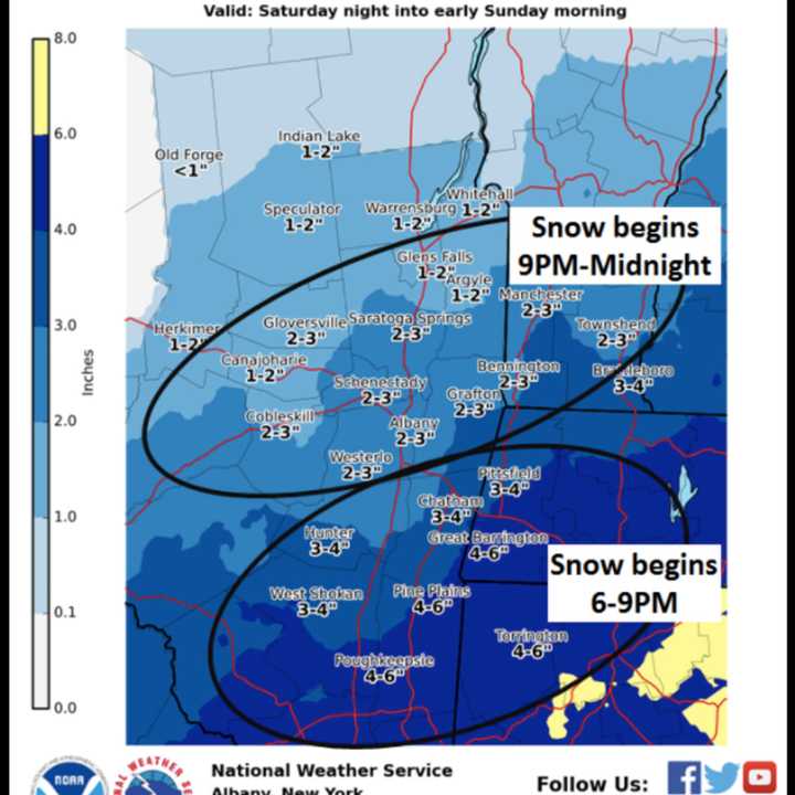 Dutchess is expected to see 4-6 inches of accumulation from the storm, with lesser amounts in counties farther north.