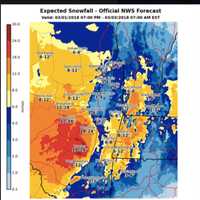 <p>North of I-84, some areas farther north could see a foot or more of snow.</p>