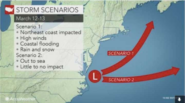 A look at the two scenarios for Monday&#x27;s potential Nor&#x27;easter.