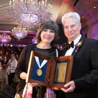 <p>Dr. Mary Leahy, chief executive officer of Bon Secours Charity Health System, with Honoree Dr. Cary Hirsch.</p>