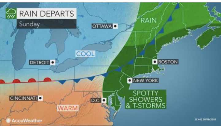 Sunday will be mainly dry, but there is a chance, with a warmup in temperatures, for a new round of thunderstorms.