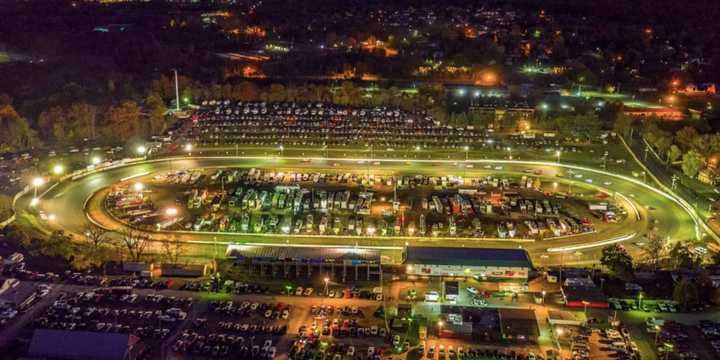 An aerial view of Orange County Fair Speedway, now in its 99th season of racing in Middletown.