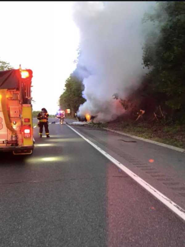 Car Bursts Into Flames After Crash On Taconic Parkway