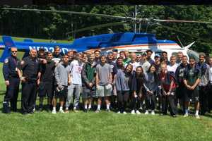 County Police Chopper Touches Down At Westchester High Schools