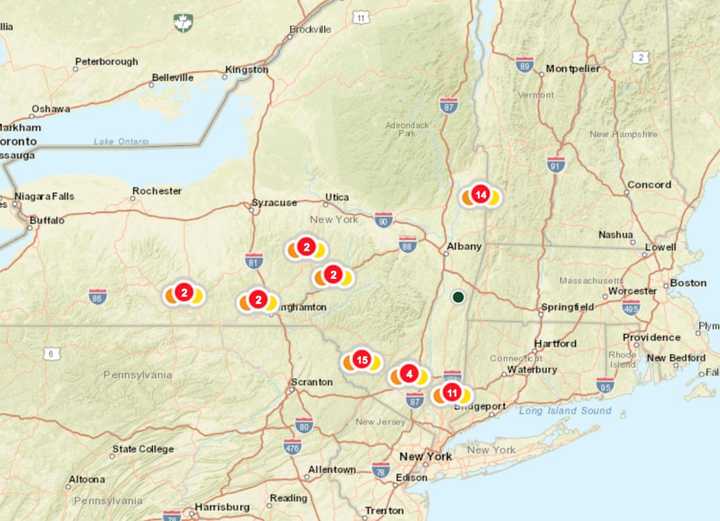 More than 50 outages are being reported by NYSEG customers, affecting more than 500 residents in the Hudson Valley.