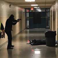 <p>Active shooter training at John Jay High School.</p>