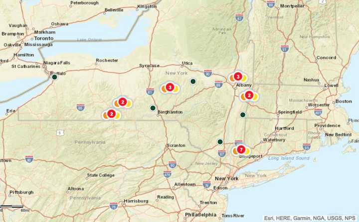 The NYSEG Outage Map on Tuesday afternoon.