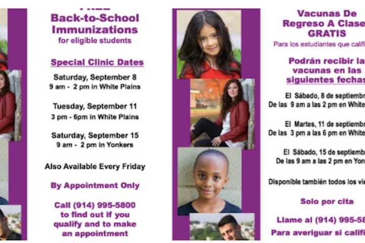 Free Back-To-School Clinics Offered By Westchester Health Department