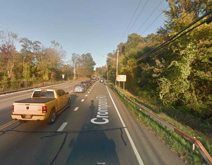 Crompond Road in Yorktown, where the woman struck the guardrail and fell asleep behind the wheel.