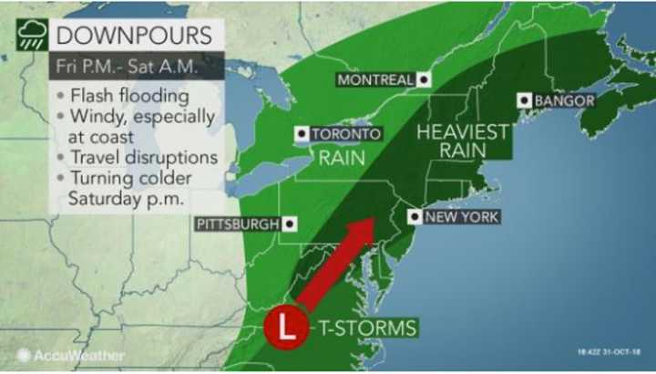 The heaviest rain, including some downpours, will be Friday night into Saturday morning.