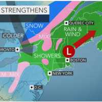 <p>The rainy weather will move out of the area and to the Northeast during the day Saturday, but this region will see strong gusty winds that could cause power outages.</p>