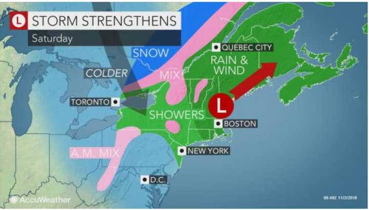 The drenching rain that fell overnight has moved out of the area and to New England, but this region will see strong gusty winds that could cause power outages.