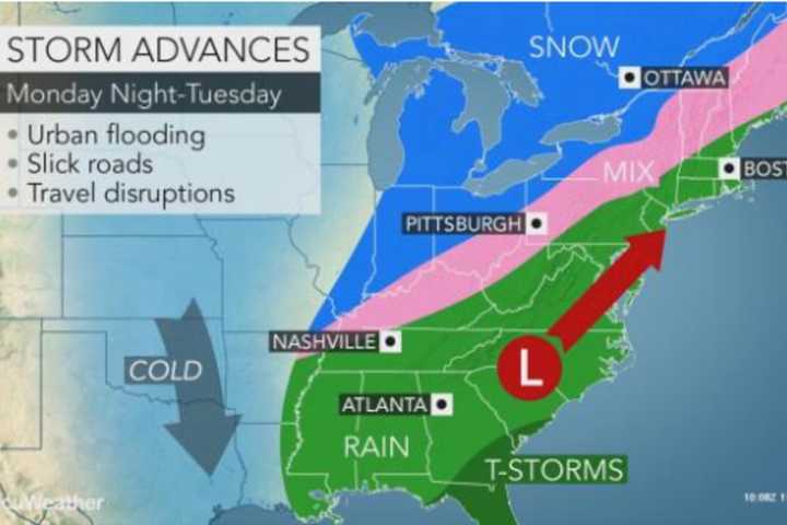 Large Storm Will Sweep Through Area, Bringing Up To 2 Inches Of Rain