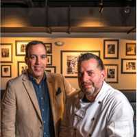 <p>Restaurateur Ted Vincent and Chef David Snyder of Brick Walk Tavern</p>