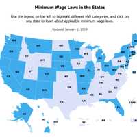 <p>U.S. states with minimum wage higher than federal level</p>