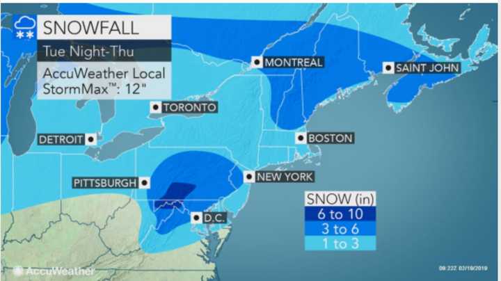 A look at the latest projected snowfall totals.