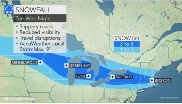 A look at projected snowfall totals for the storm.