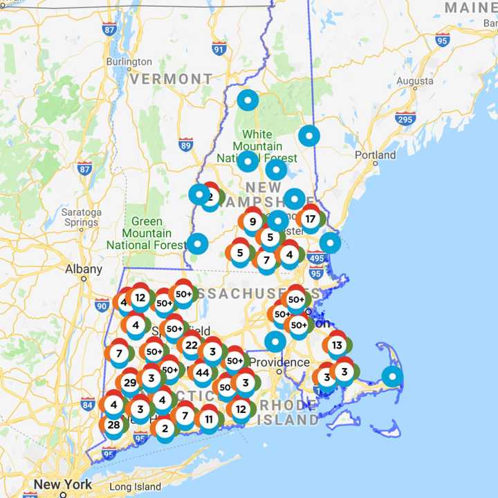 The Eversource Outage Map on Tuesday, Feb. 26.