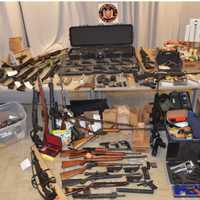 <p>Guns confiscated during the warrant search.</p>