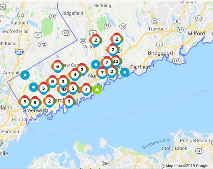 Eversource power outage map.