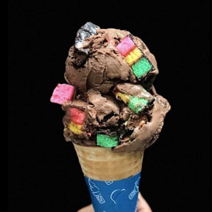 Italian rainbow cookie ice cream from Ice Cream Charlie&#x27;s in Rutherford.