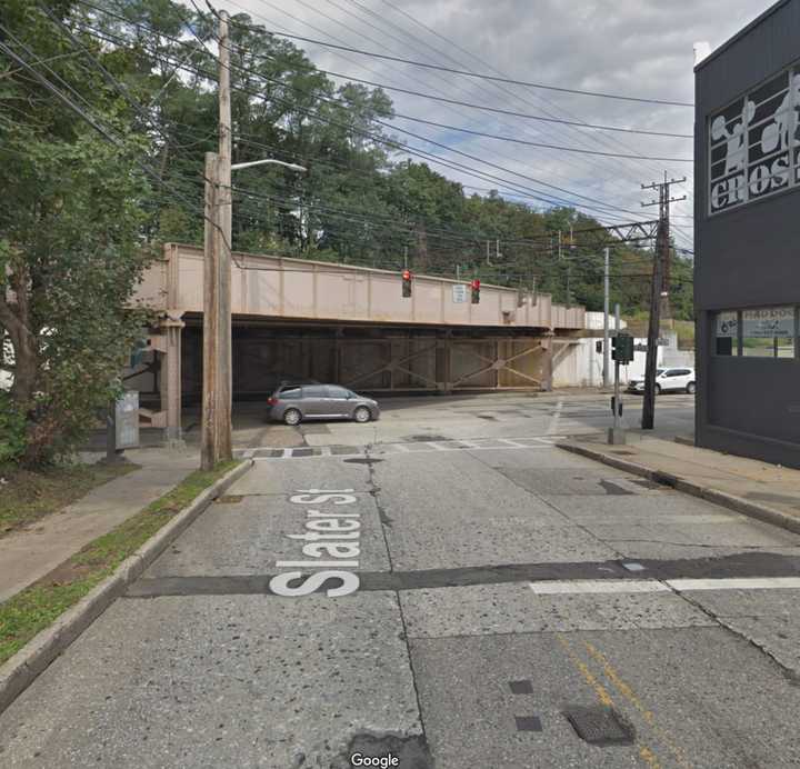 The Route 1 overpass at Slater Street in Port Chester.