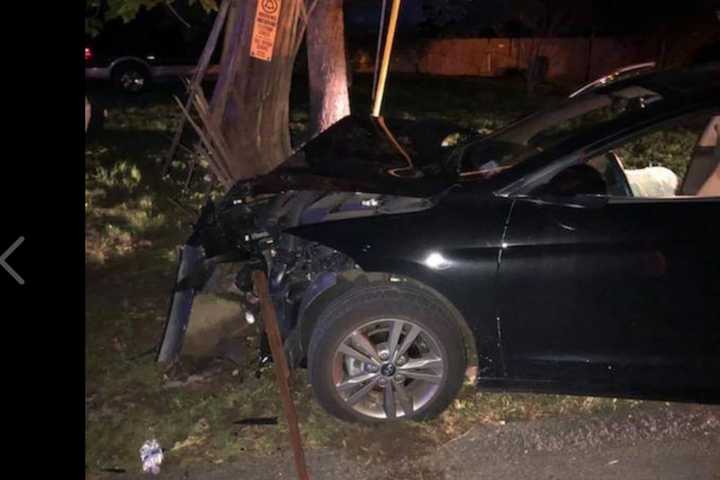 Car Crashes Into Telephone Pole In Rockland