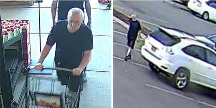 Police are on the lookout for a man suspected of stealing a woman’s purse out of a shopping cart at Uncle Giuseppe’s (890 Walt Whitman Road) on Wednesday, July 10 around 4:50 p.m. and fleeing in a white Lexus SUV.