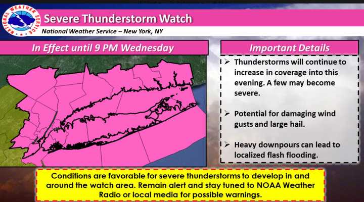 The Severe Thunderstorm Watch covers the area shown above and is in effect until 9 p.m. Wednesday, Aug. 7.