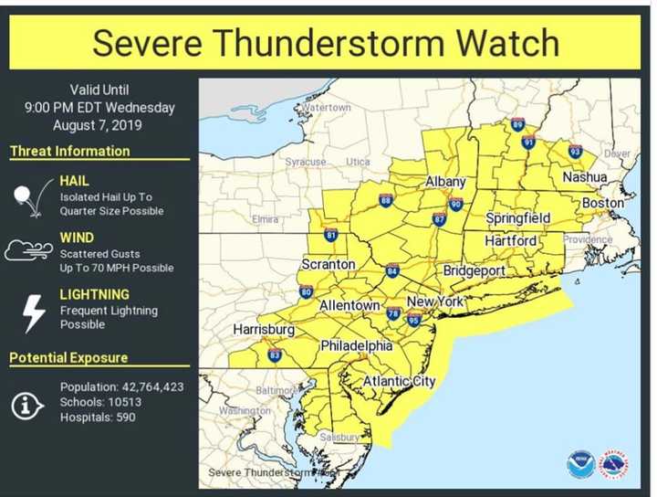 A look at the area where the Severe Thunderstorm Watch is in effect.