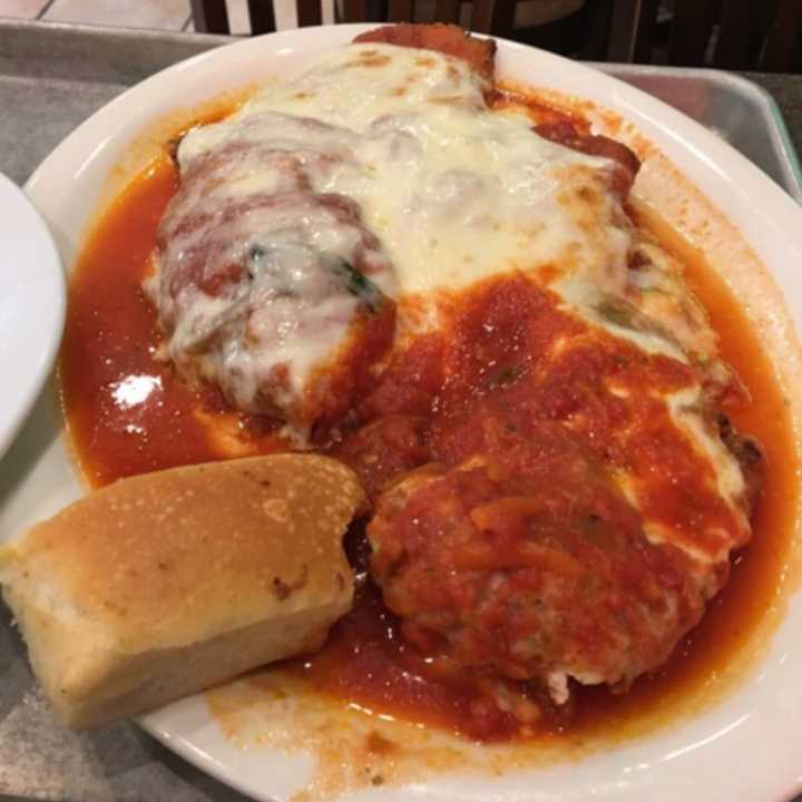 Chicken Parmigiano from Mamma Lombardi&#x27;s, which now has five locations on Long Island.