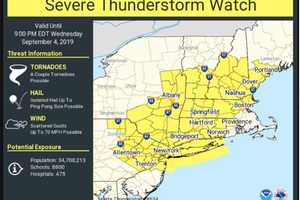 Severe Thunderstorm Watch Issued For Area; Damaging Winds, Hail, Tornadoes Possible