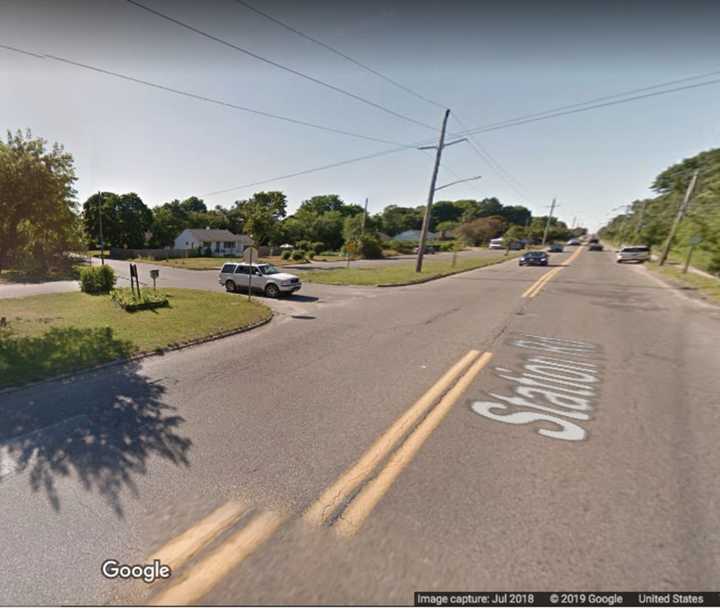 The intersection of Station Road and Hampton Avenue in North Bellport.