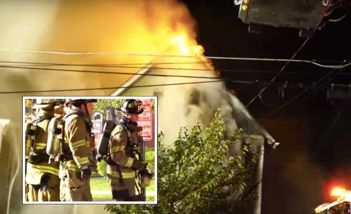 The three-alarm fire broke out early Monday in Morristown.