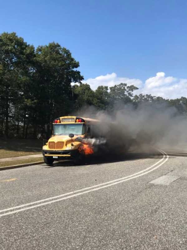 School Bus Fire Breaks Out At Long Island Middle School