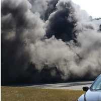 <p>Smoke from the bus fire.</p>