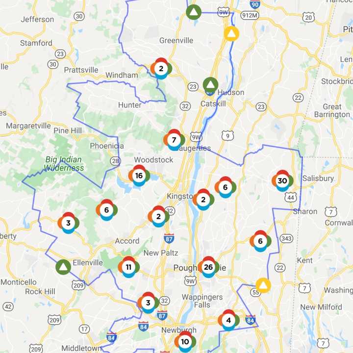 The Central Hudson Outage Map on Thursday, Oct. 17.