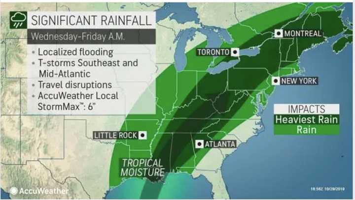 The heaviest rain is now expected later in the evening on Halloween Thursday, Oct. 31 and overnight into Friday, Nov. 1.