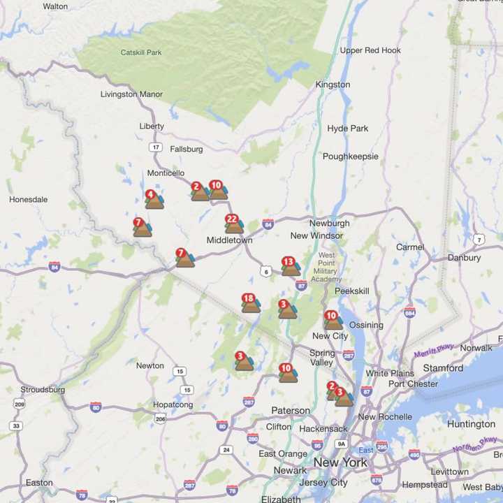 The Orange &amp; Rockland Outage Map on Friday, Nov. 1.