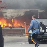 <p>Firefighters battled a four-alarm blaze at Acme Plaza on Route 23 Sunday.</p>