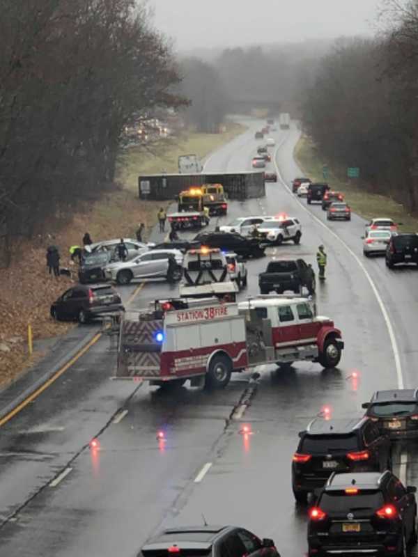 Tractor Trailer Overturns, Several Cars Crash On Route 80 In Warren County