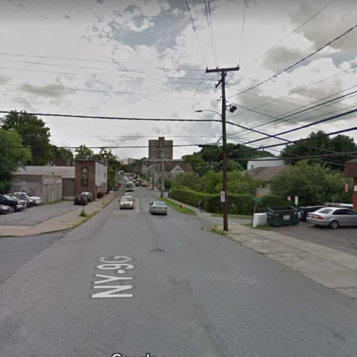 The area of Washington Street (Route 9G) where the shooting occurred.