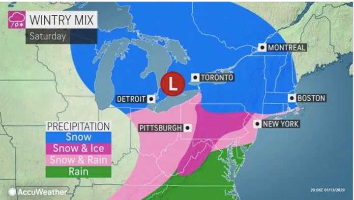 A look at the storm .projected for Saturday, Jan. 18.