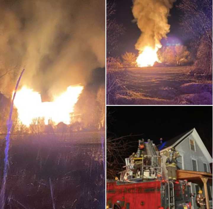 Firefighters battled a Hardyston barn blaze for hours Saturday night.