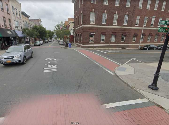 The intersection of Main Street and Cedar Street in Nyack.